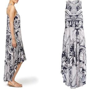 Free People La Mar Maxi Dress Size S  Black and White Asymmetrical Skirt